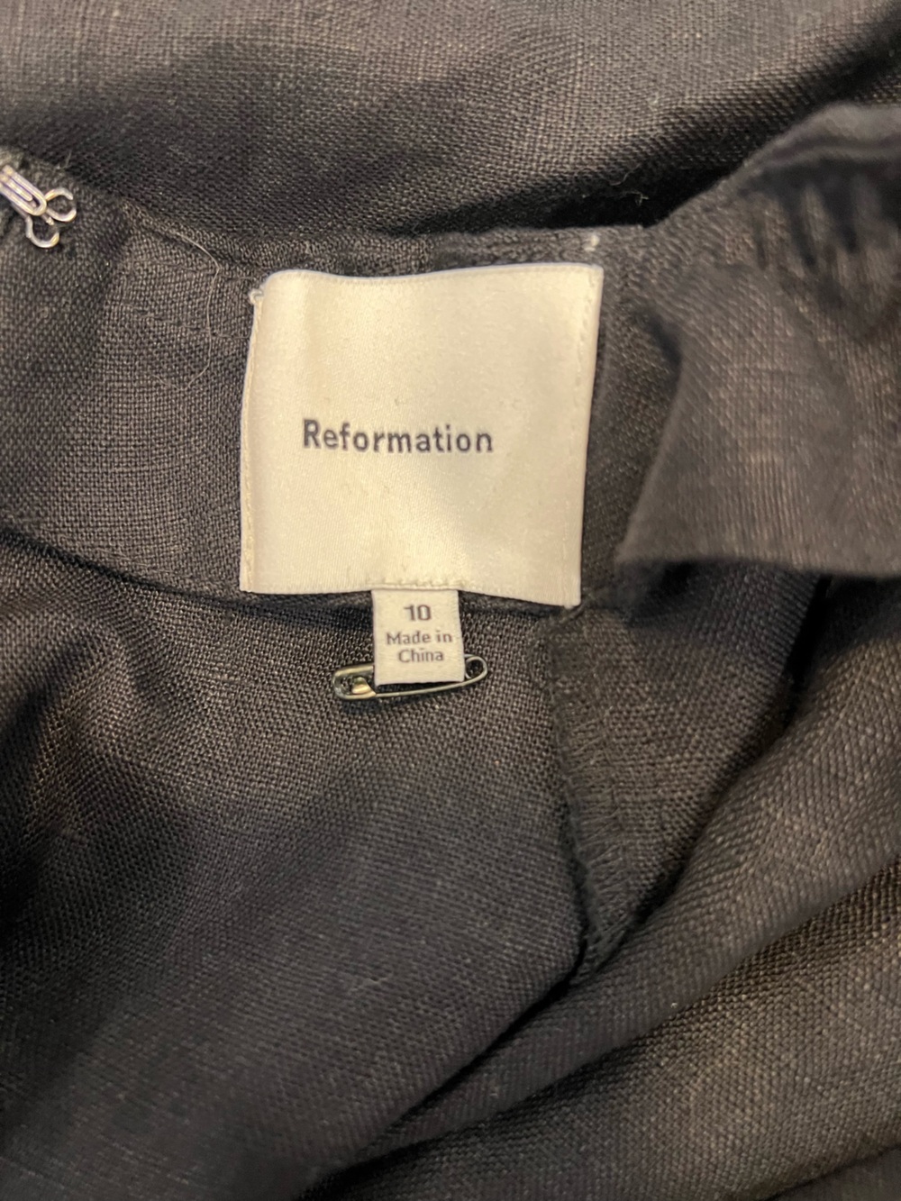 Reformation Asher Linen Dress Black Midi size 10 - Picture 6 of 8